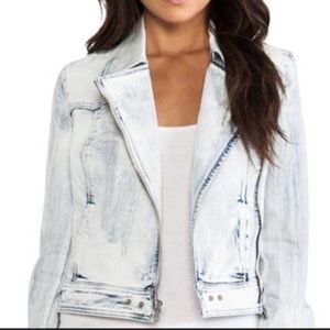 PAIGE | Brooklyn Snowfall Denim
Moto Jacket Acid Wash Blue Size S